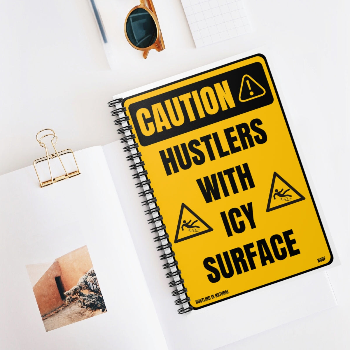 Caution- Hustlers With Icy Surface (Yellow) Spiral Notebook