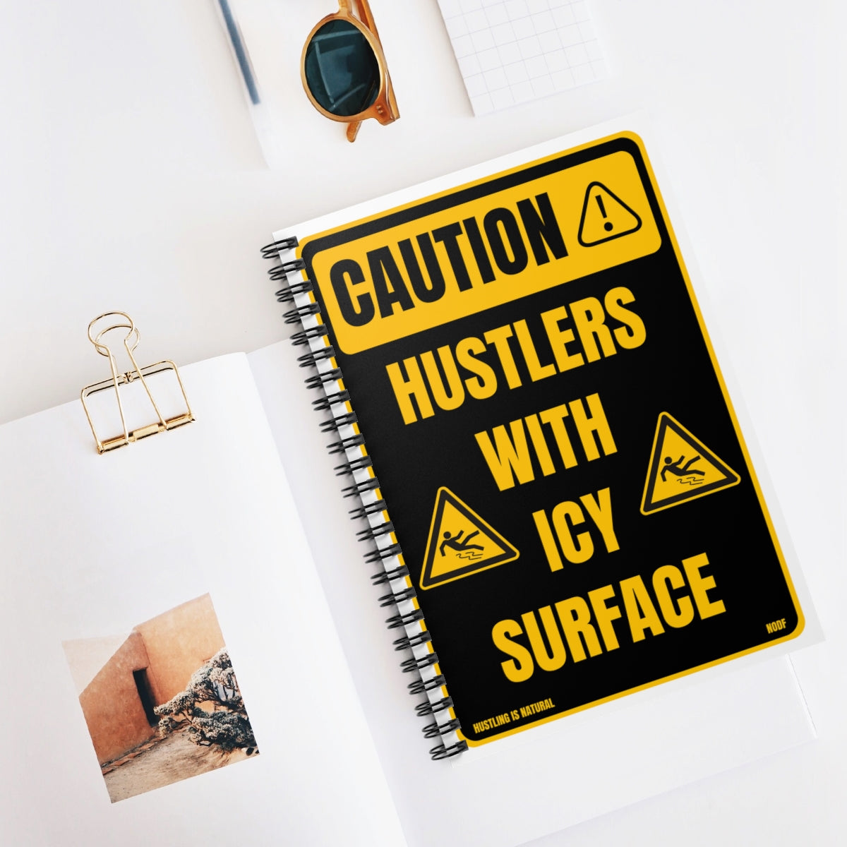 Caution- Hustlers With Icy Surface (Black) Spiral Notebook