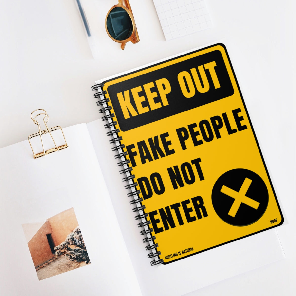 Keep Out- Fake People Do Not Enter (White) Spiral Notebook