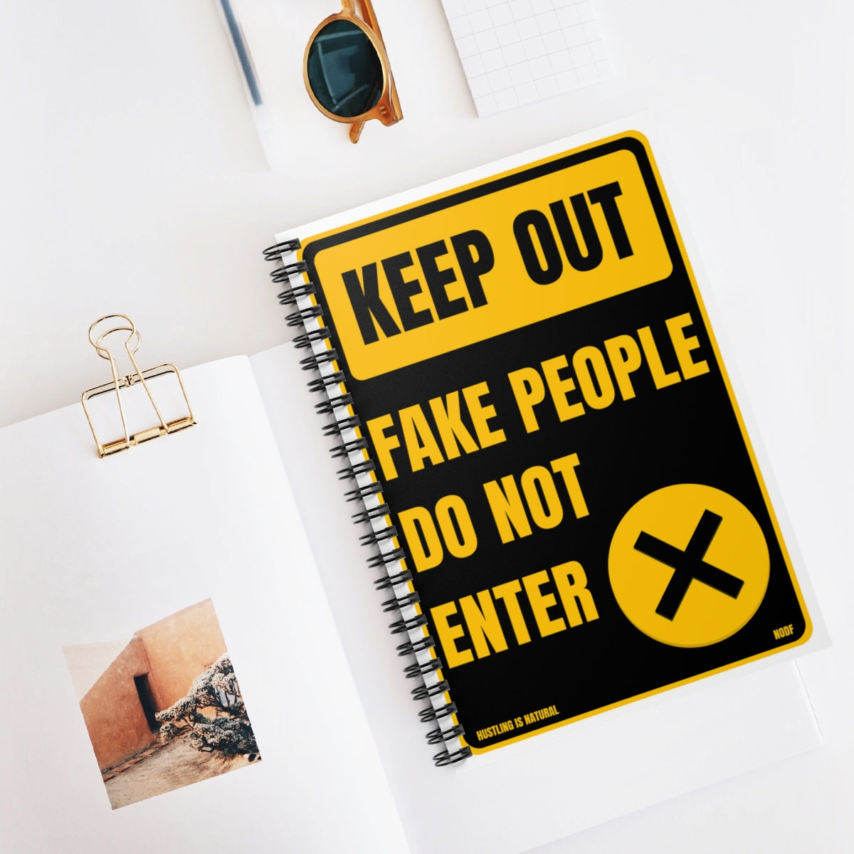 Keep Out Fake People Do Not Enter (Black) Spiral Notebook