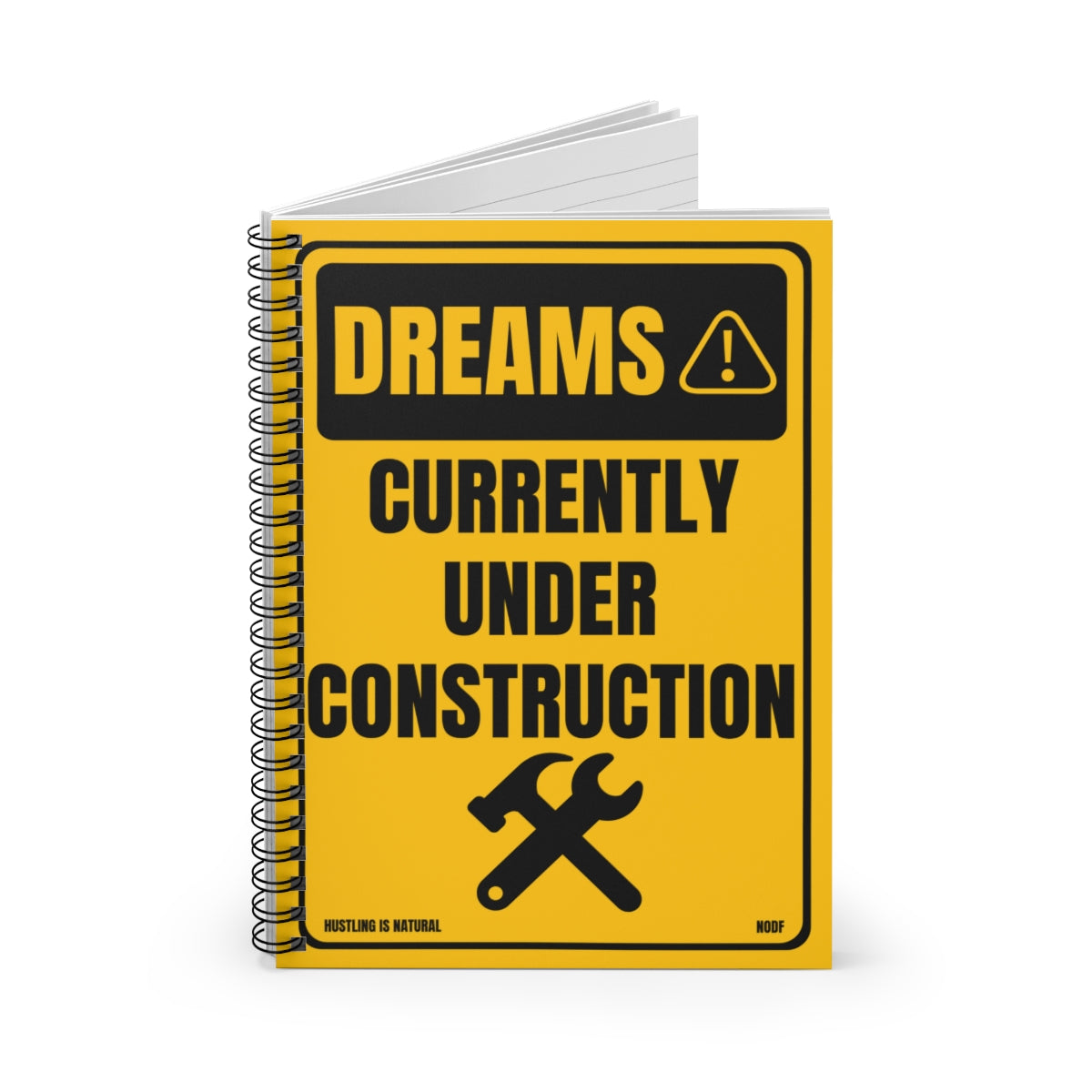 Dreams- Currently Under Construction (yellow) Spiral Notebook