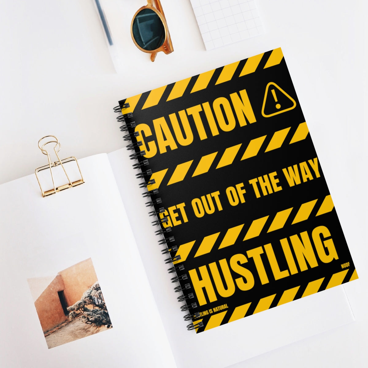 Caution- Get Out Of The Way Hustling Spiral Notebook