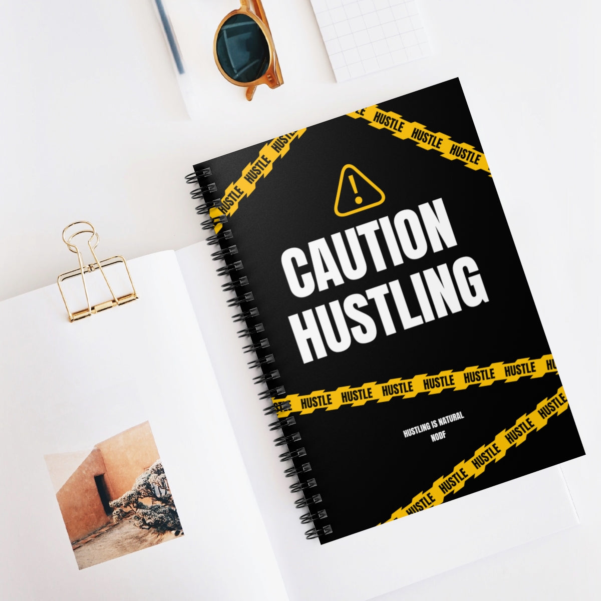 Caution Hustling Spiral Notebook